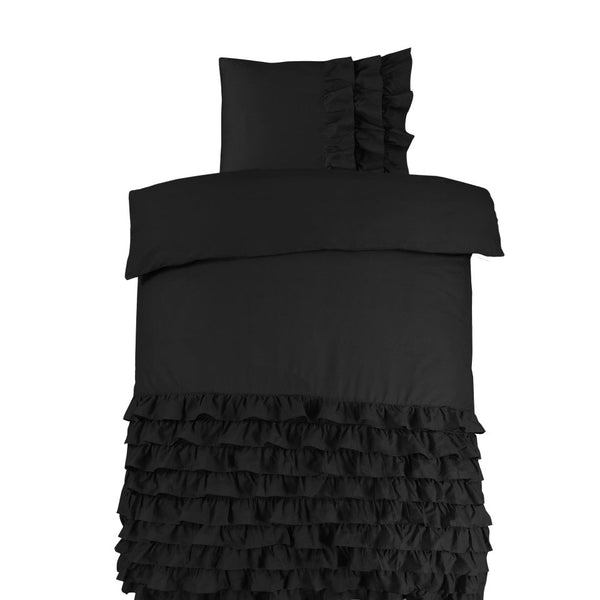 100% Cotton Duvet Cover Set Cyprus | Black | Single - 140cm (W) x 220cm (L) - The Bedding & Blankets Store