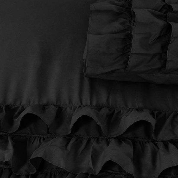 100% Cotton Duvet Cover Set Cyprus | Black | Single - 140cm (W) x 220cm (L) - The Bedding & Blankets Store