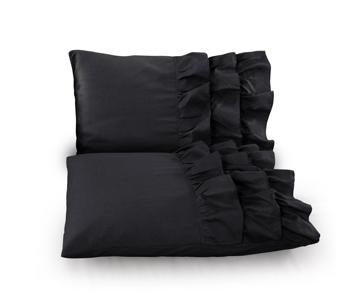 100% Cotton Duvet Cover Set Cyprus | Black | Single - 140cm (W) x 220cm (L) - The Bedding & Blankets Store
