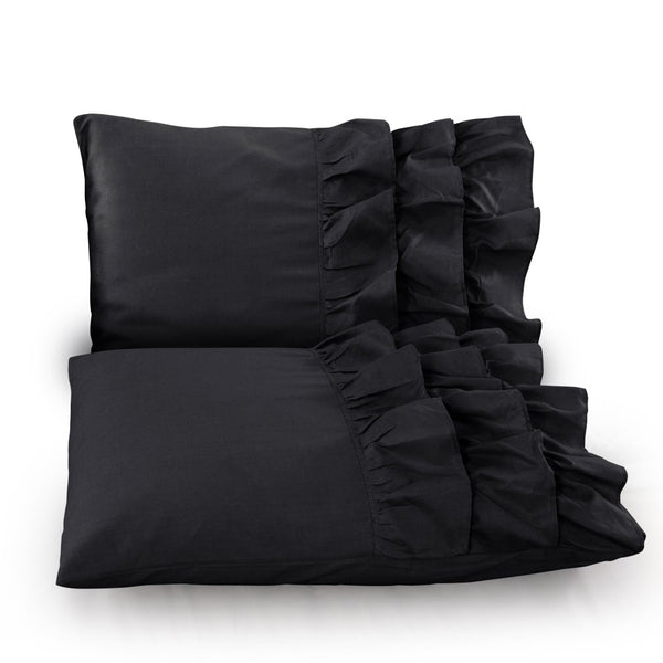100% Cotton Duvet Cover Set Cyprus | Black | Single - 140cm (W) x 220cm (L) - The Bedding & Blankets Store