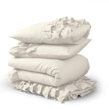 100% Cotton Duvet Cover Set Cyprus | Cream | Single - 140cm (W) x 220cm (L) - The Bedding & Blankets Store
