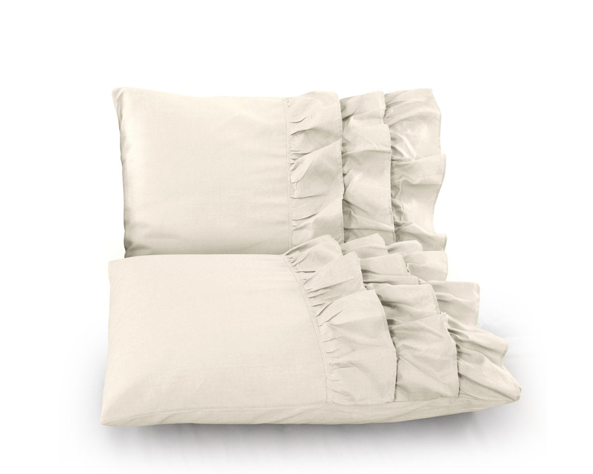 100% Cotton Duvet Cover Set Cyprus | Cream | Single - 140cm (W) x 220cm (L) - The Bedding & Blankets Store