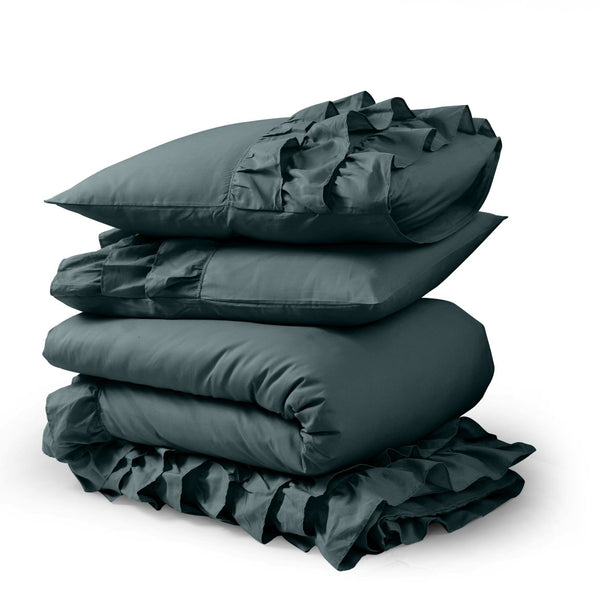 100% Cotton Duvet Cover Set Cyprus | Green | Single - 140cm (W) x 220cm (L) - The Bedding & Blankets Store