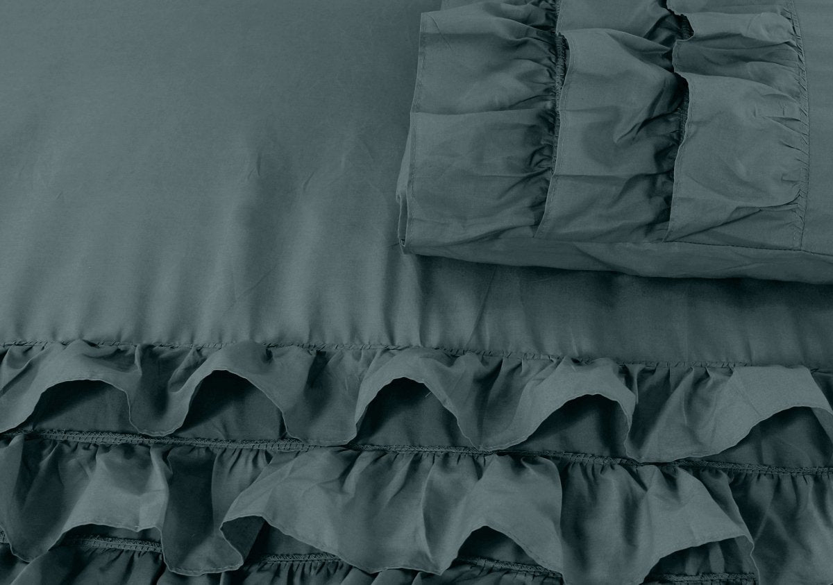 100% Cotton Duvet Cover Set Cyprus | Green | Single - 140cm (W) x 220cm (L) - The Bedding & Blankets Store