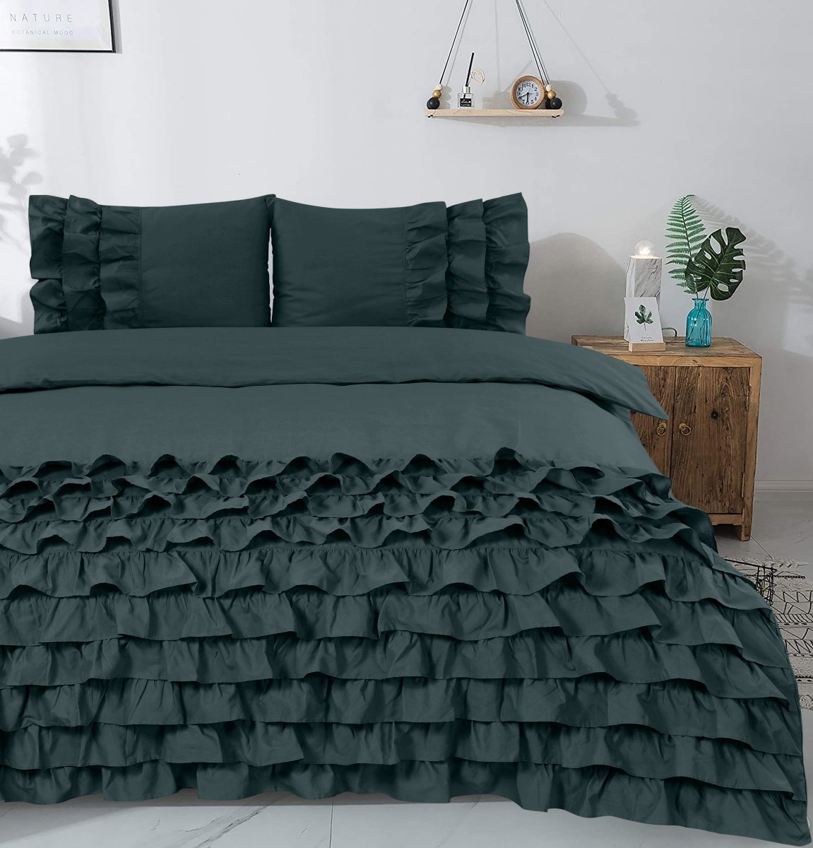 100% Cotton Duvet Cover Set Cyprus | Green | Single - 140cm (W) x 220cm (L) - The Bedding & Blankets Store