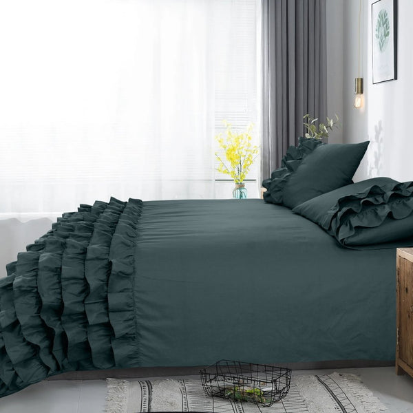 100% Cotton Duvet Cover Set Cyprus | Green | Single - 140cm (W) x 220cm (L) - The Bedding & Blankets Store