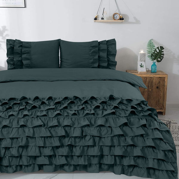 100% Cotton Duvet Cover Set Cyprus | Green | Single - 140cm (W) x 220cm (L) - The Bedding & Blankets Store
