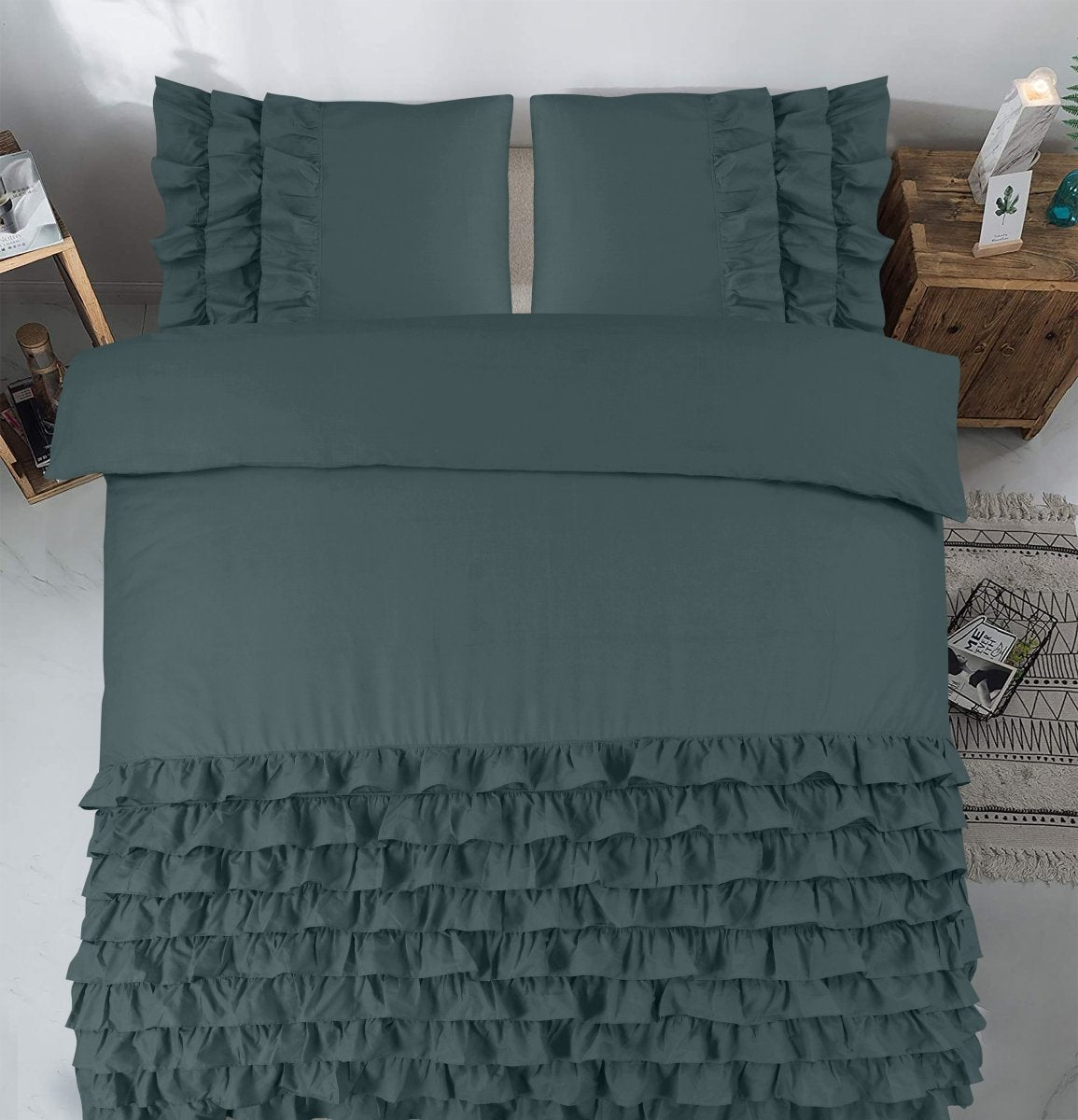 100% Cotton Duvet Cover Set Cyprus | Green | Single - 140cm (W) x 220cm (L) - The Bedding & Blankets Store