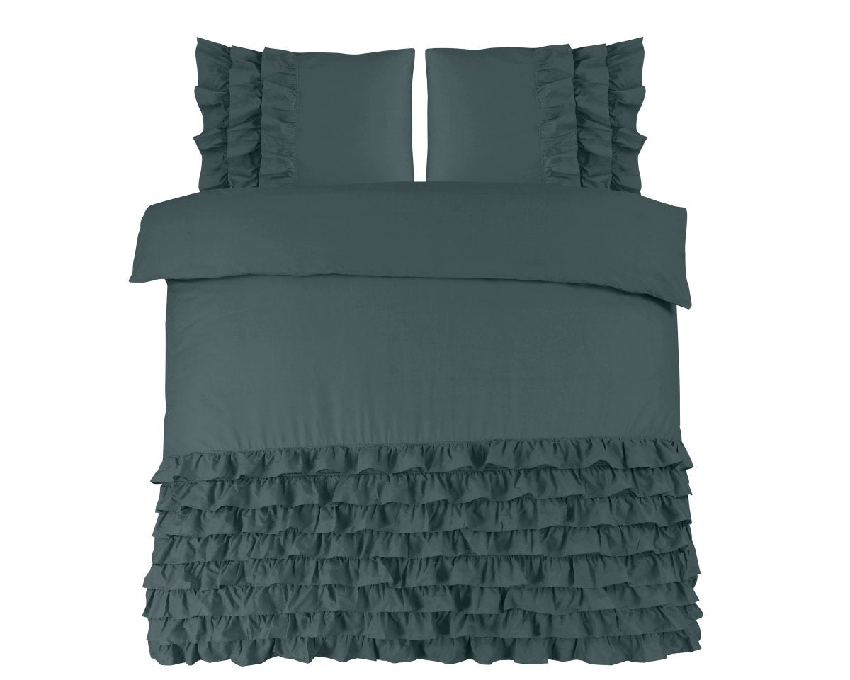 100% Cotton Duvet Cover Set Cyprus | Green | Single - 140cm (W) x 220cm (L) - The Bedding & Blankets Store
