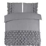 100% Cotton Duvet Cover Set Cyprus | Grey | Double - 200cm (W) x 220cm (L) - The Bedding & Blankets Store
