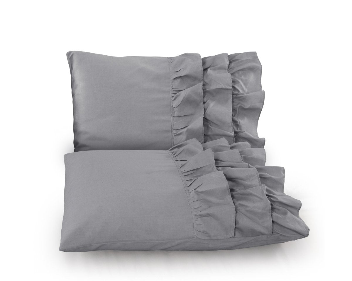 100% Cotton Duvet Cover Set Cyprus | Grey | Single - 140cm (W) x 220cm (L) - The Bedding & Blankets Store