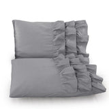 100% Cotton Duvet Cover Set Cyprus | Grey | Single - 140cm (W) x 220cm (L) - The Bedding & Blankets Store