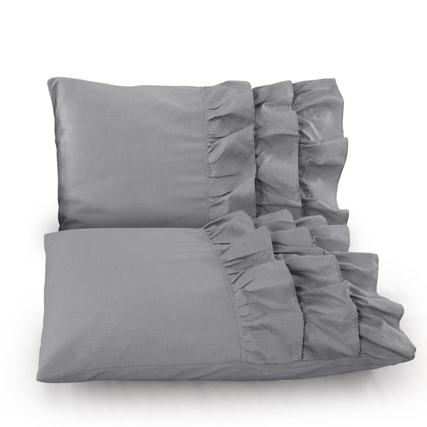 100% Cotton Duvet Cover Set Cyprus | Grey | Single - 140cm (W) x 220cm (L) - The Bedding & Blankets Store