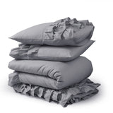 100% Cotton Duvet Cover Set Cyprus | Grey | Single - 140cm (W) x 220cm (L) - The Bedding & Blankets Store