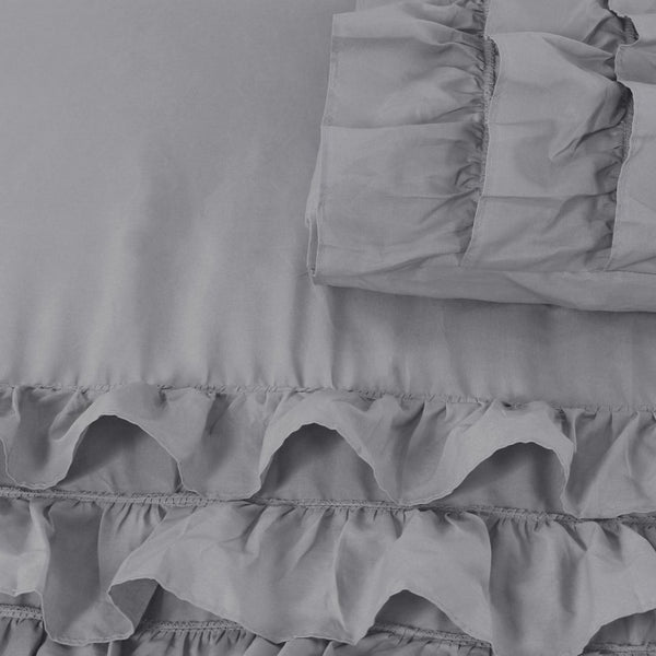 100% Cotton Duvet Cover Set Cyprus | Grey | Single - 140cm (W) x 220cm (L) - The Bedding & Blankets Store