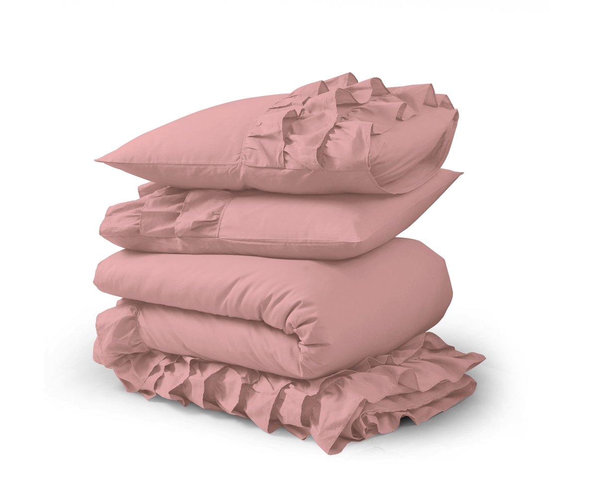 100% Cotton Duvet Cover Set Cyprus | Pink | Single - 140cm (W) x 220cm (L) - The Bedding & Blankets Store