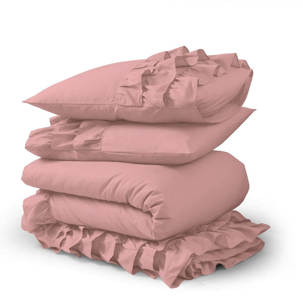 100% Cotton Duvet Cover Set Cyprus | Pink | Single - 140cm (W) x 220cm (L) - The Bedding & Blankets Store