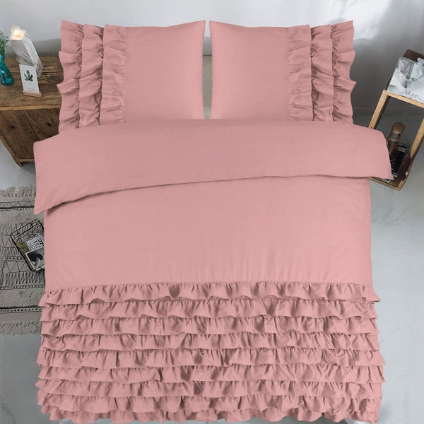 100% Cotton Duvet Cover Set Cyprus | Pink | Single - 140cm (W) x 220cm (L) - The Bedding & Blankets Store