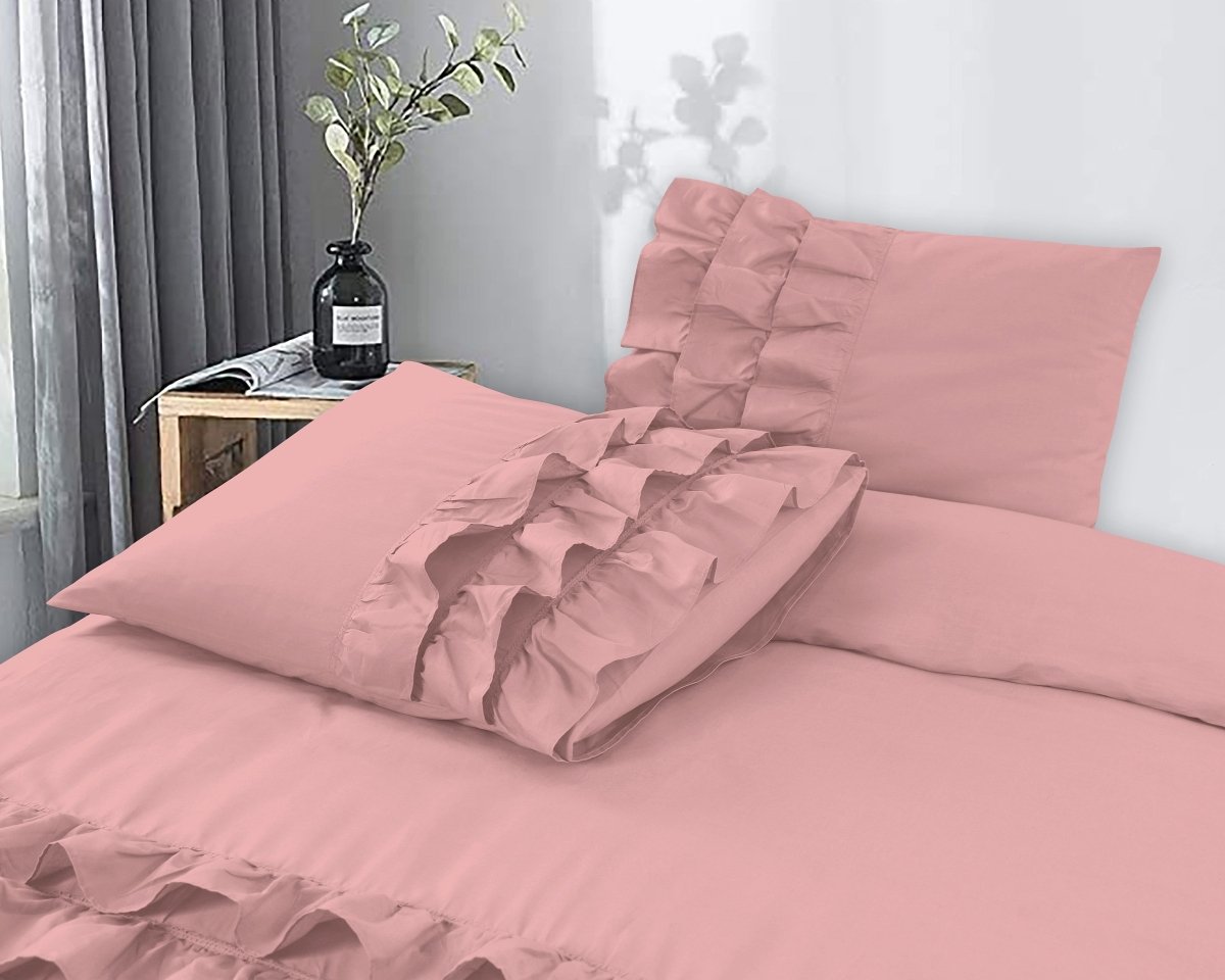 100% Cotton Duvet Cover Set Cyprus | Pink | Single - 140cm (W) x 220cm (L) - The Bedding & Blankets Store
