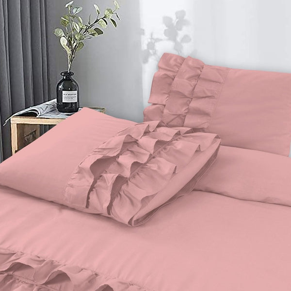 100% Cotton Duvet Cover Set Cyprus | Pink | Single - 140cm (W) x 220cm (L) - The Bedding & Blankets Store
