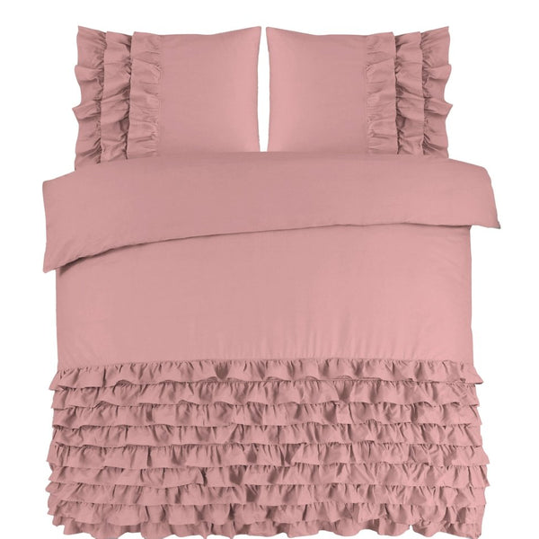 100% Cotton Duvet Cover Set Cyprus | Pink | Single - 140cm (W) x 220cm (L) - The Bedding & Blankets Store