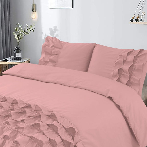 100% Cotton Duvet Cover Set Cyprus | Pink | Single - 140cm (W) x 220cm (L) - The Bedding & Blankets Store