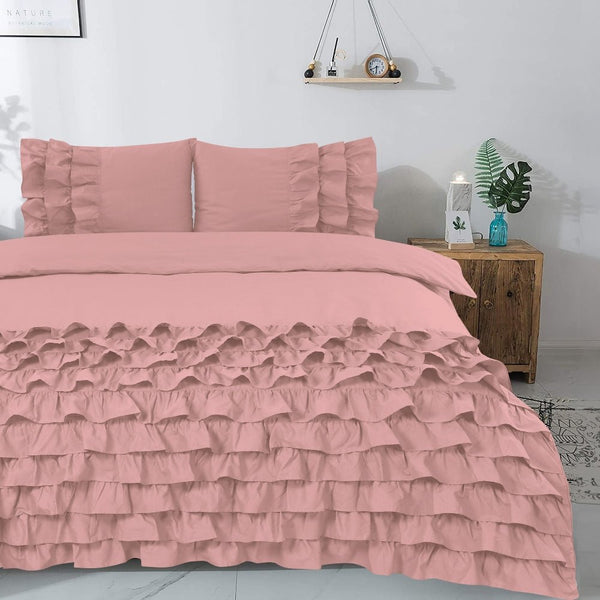 100% Cotton Duvet Cover Set Cyprus | Pink | Single - 140cm (W) x 220cm (L) - The Bedding & Blankets Store