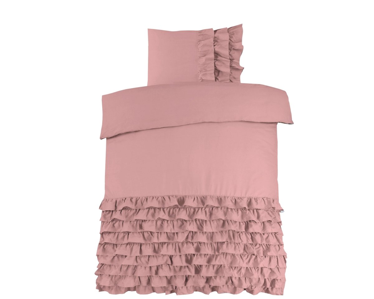 100% Cotton Duvet Cover Set Cyprus | Pink | Single - 140cm (W) x 220cm (L) - The Bedding & Blankets Store