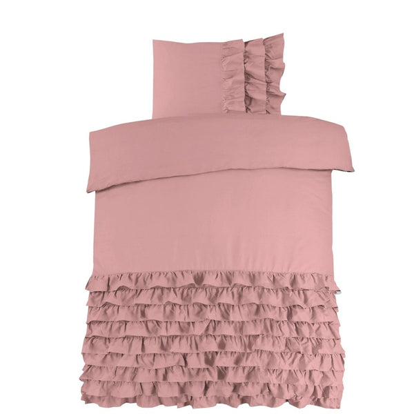 100% Cotton Duvet Cover Set Cyprus | Pink | Single - 140cm (W) x 220cm (L) - The Bedding & Blankets Store