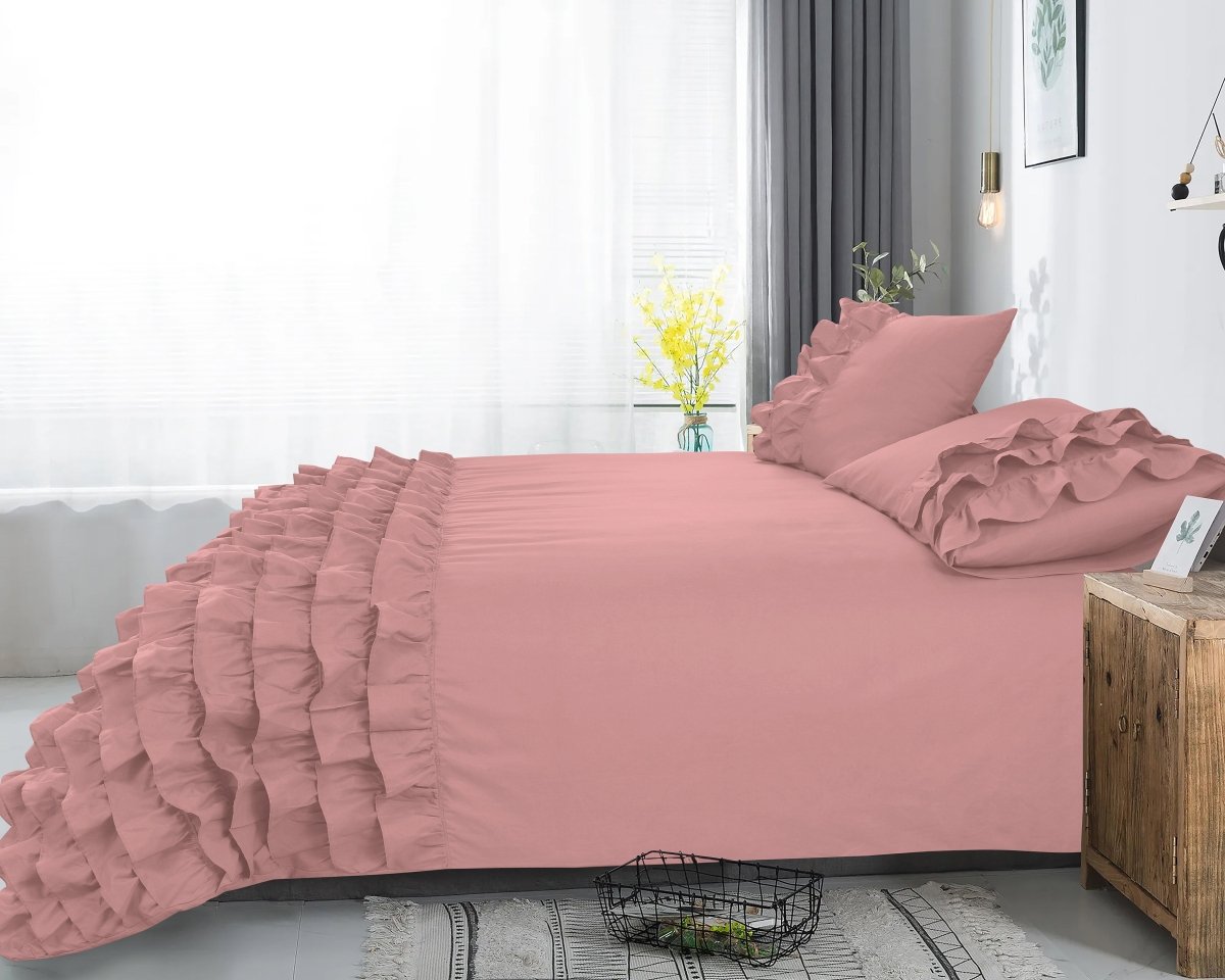 100% Cotton Duvet Cover Set Cyprus | Pink | Single - 140cm (W) x 220cm (L) - The Bedding & Blankets Store