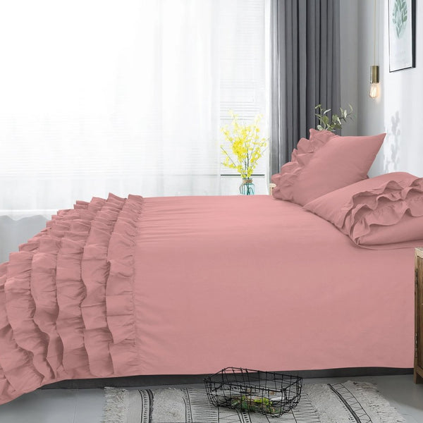 100% Cotton Duvet Cover Set Cyprus | Pink | Single - 140cm (W) x 220cm (L) - The Bedding & Blankets Store