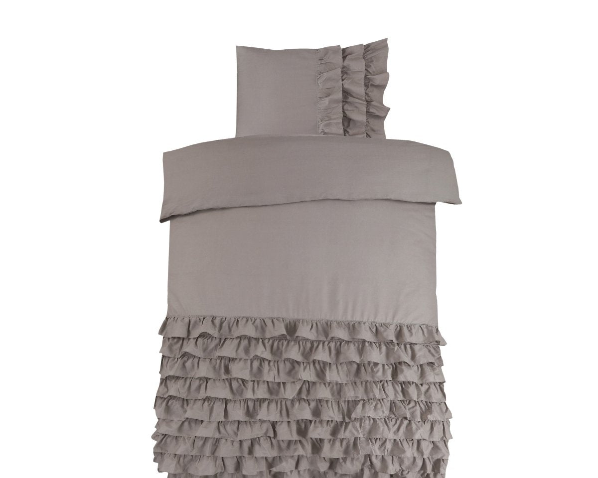 100% Cotton Duvet Cover Set Cyprus | Taupe | Single - 140cm (W) x 220cm (L) - The Bedding & Blankets Store