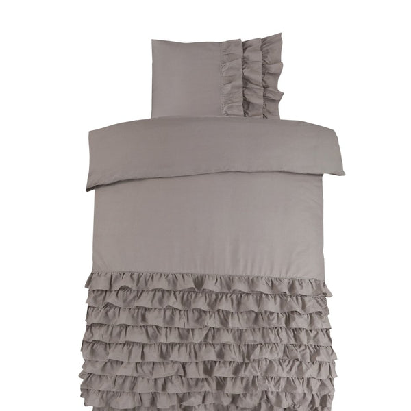 100% Cotton Duvet Cover Set Cyprus | Taupe | Single - 140cm (W) x 220cm (L) - The Bedding & Blankets Store
