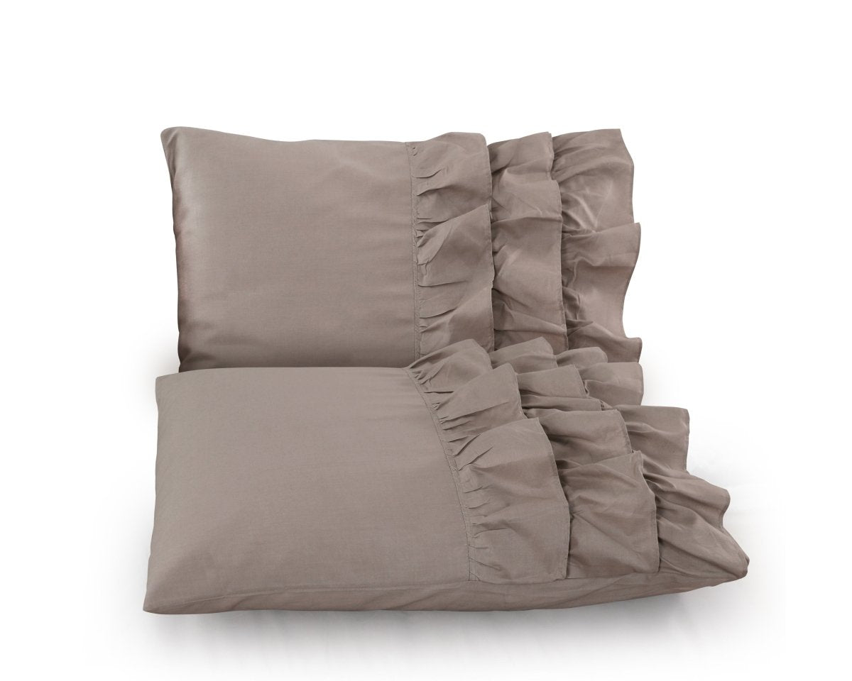 100% Cotton Duvet Cover Set Cyprus | Taupe | Single - 140cm (W) x 220cm (L) - The Bedding & Blankets Store