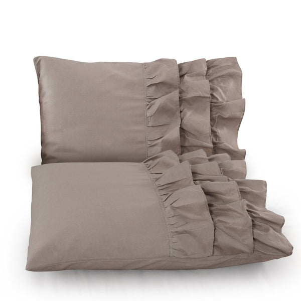 100% Cotton Duvet Cover Set Cyprus | Taupe | Single - 140cm (W) x 220cm (L) - The Bedding & Blankets Store