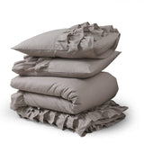 100% Cotton Duvet Cover Set Cyprus | Taupe | Single - 140cm (W) x 220cm (L) - The Bedding & Blankets Store