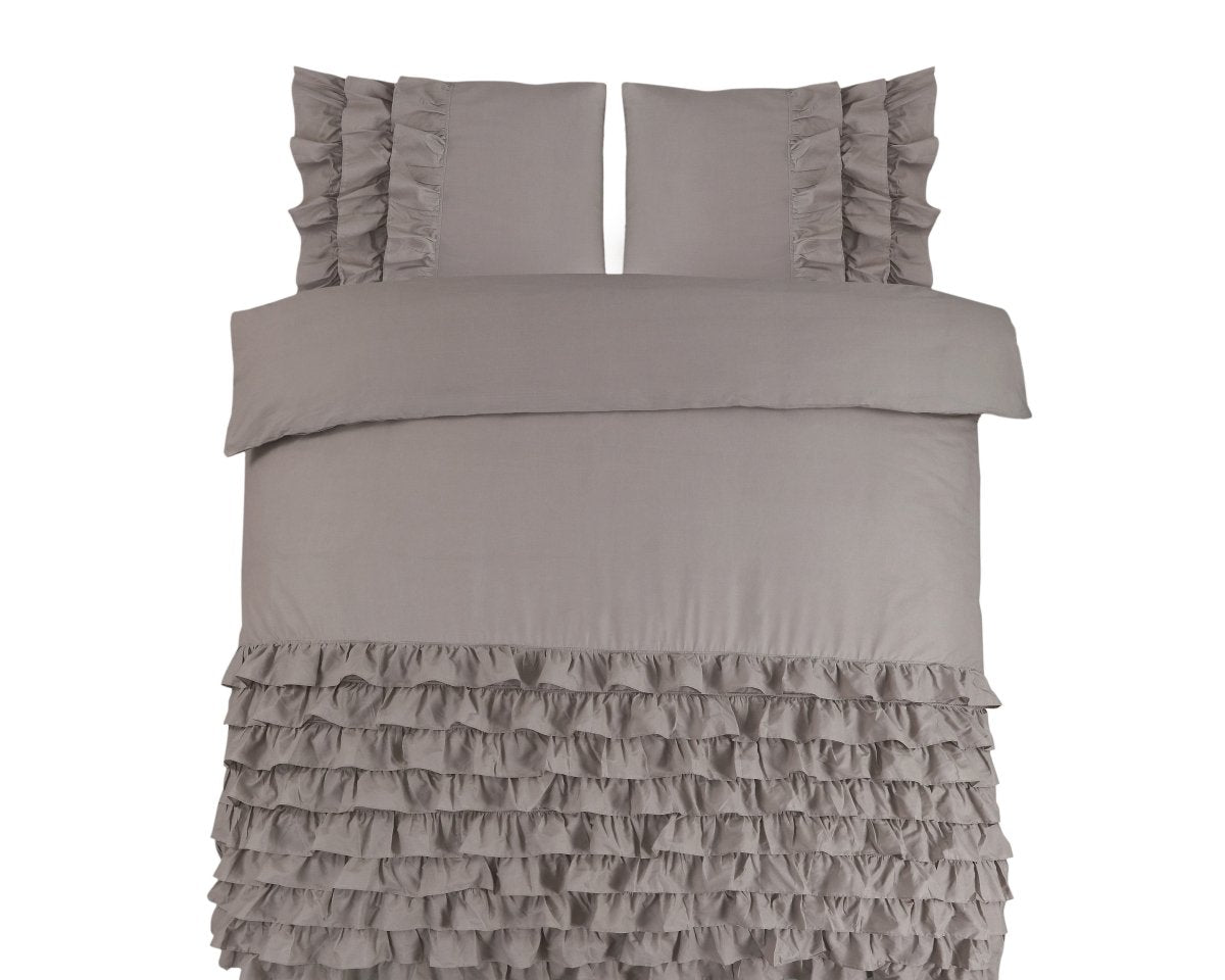100% Cotton Duvet Cover Set Cyprus | Taupe | Single - 140cm (W) x 220cm (L) - The Bedding & Blankets Store