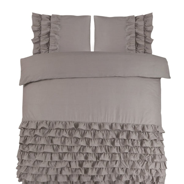 100% Cotton Duvet Cover Set Cyprus | Taupe | Single - 140cm (W) x 220cm (L) - The Bedding & Blankets Store