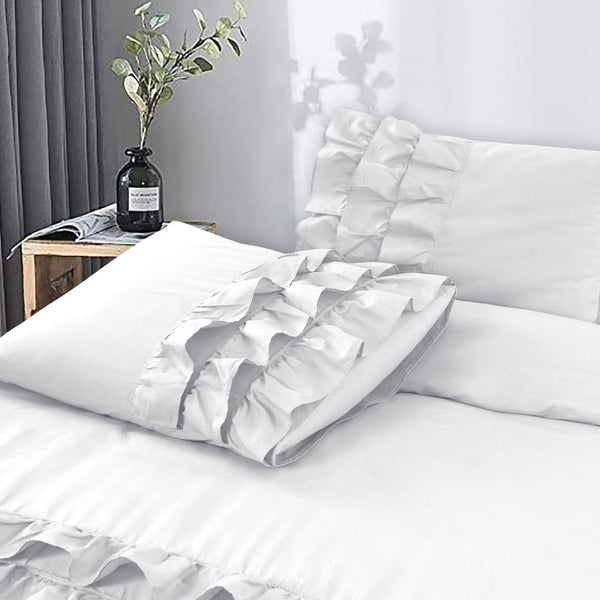100% Cotton Duvet Cover Set Cyprus | White | Single - 140cm (W) x 220cm (L) - The Bedding & Blankets Store