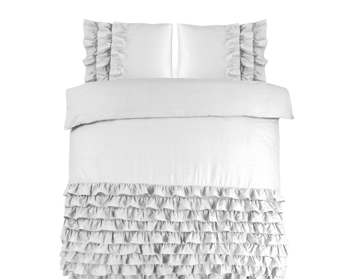 100% Cotton Duvet Cover Set Cyprus | White | Single - 140cm (W) x 220cm (L) - The Bedding & Blankets Store