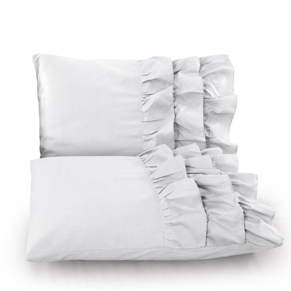 100% Cotton Duvet Cover Set Cyprus | White | Single - 140cm (W) x 220cm (L) - The Bedding & Blankets Store