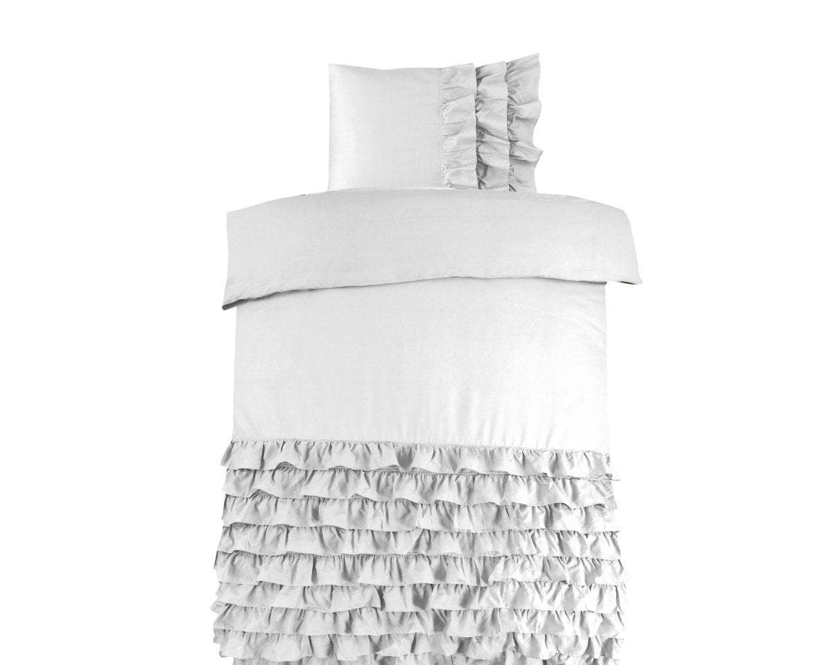 100% Cotton Duvet Cover Set Cyprus | White | Single - 140cm (W) x 220cm (L) - The Bedding & Blankets Store