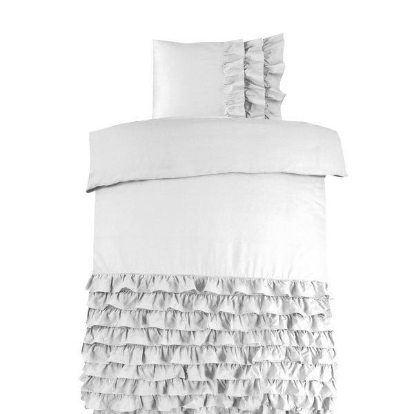 100% Cotton Duvet Cover Set Cyprus | White | Single - 140cm (W) x 220cm (L) - The Bedding & Blankets Store