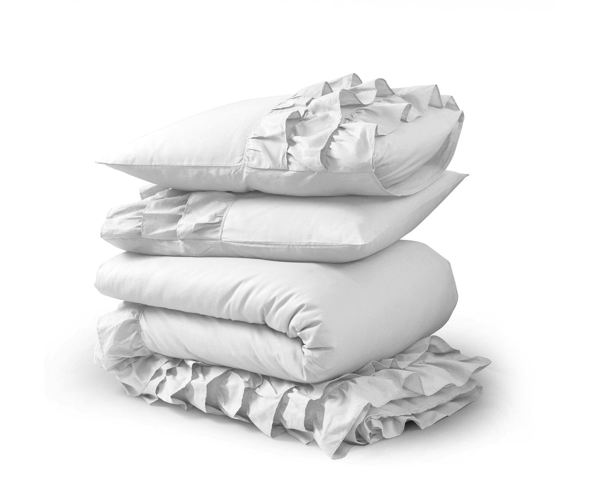 100% Cotton Duvet Cover Set Cyprus | White | Single - 140cm (W) x 220cm (L) - The Bedding & Blankets Store