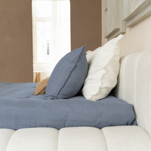 100% Cotton Duvet Cover Set Denim Stone Washed | Blue | Single - 140cm (W) x 220cm (L) - The Bedding & Blankets Store