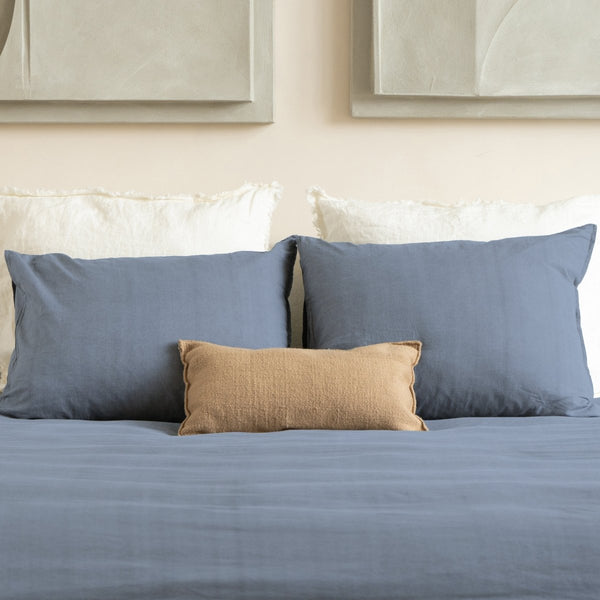 100% Cotton Duvet Cover Set Denim Stone Washed | Blue | Single - 140cm (W) x 220cm (L) - The Bedding & Blankets Store