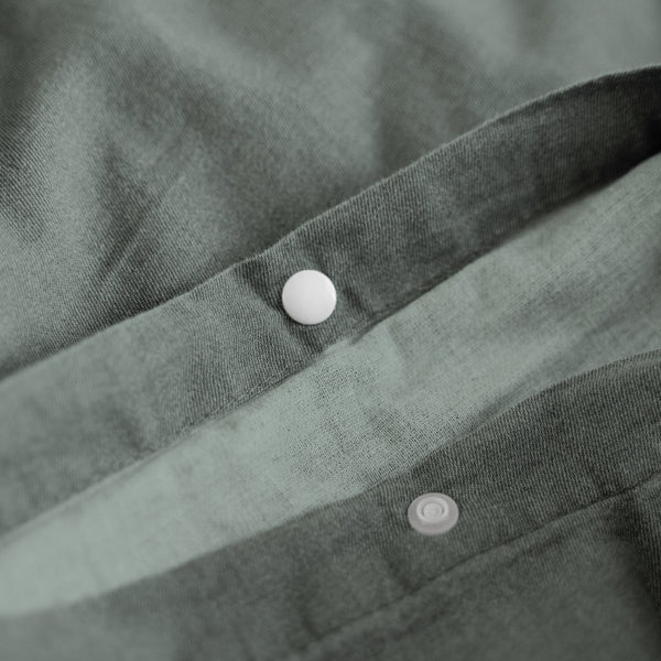 100% Cotton Duvet Cover Set Denim Stone Washed | Green | Single - 140cm (W) x 220cm (L) - The Bedding & Blankets Store