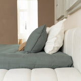 100% Cotton Duvet Cover Set Denim Stone Washed | Green | Single - 140cm (W) x 220cm (L) - The Bedding & Blankets Store