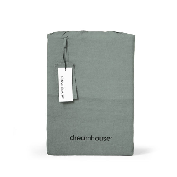100% Cotton Duvet Cover Set Denim Stone Washed | Green | Single - 140cm (W) x 220cm (L) - The Bedding & Blankets Store