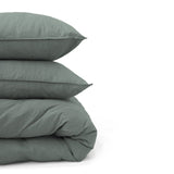 100% Cotton Duvet Cover Set Denim Stone Washed | Green | Single - 140cm (W) x 220cm (L) - The Bedding & Blankets Store